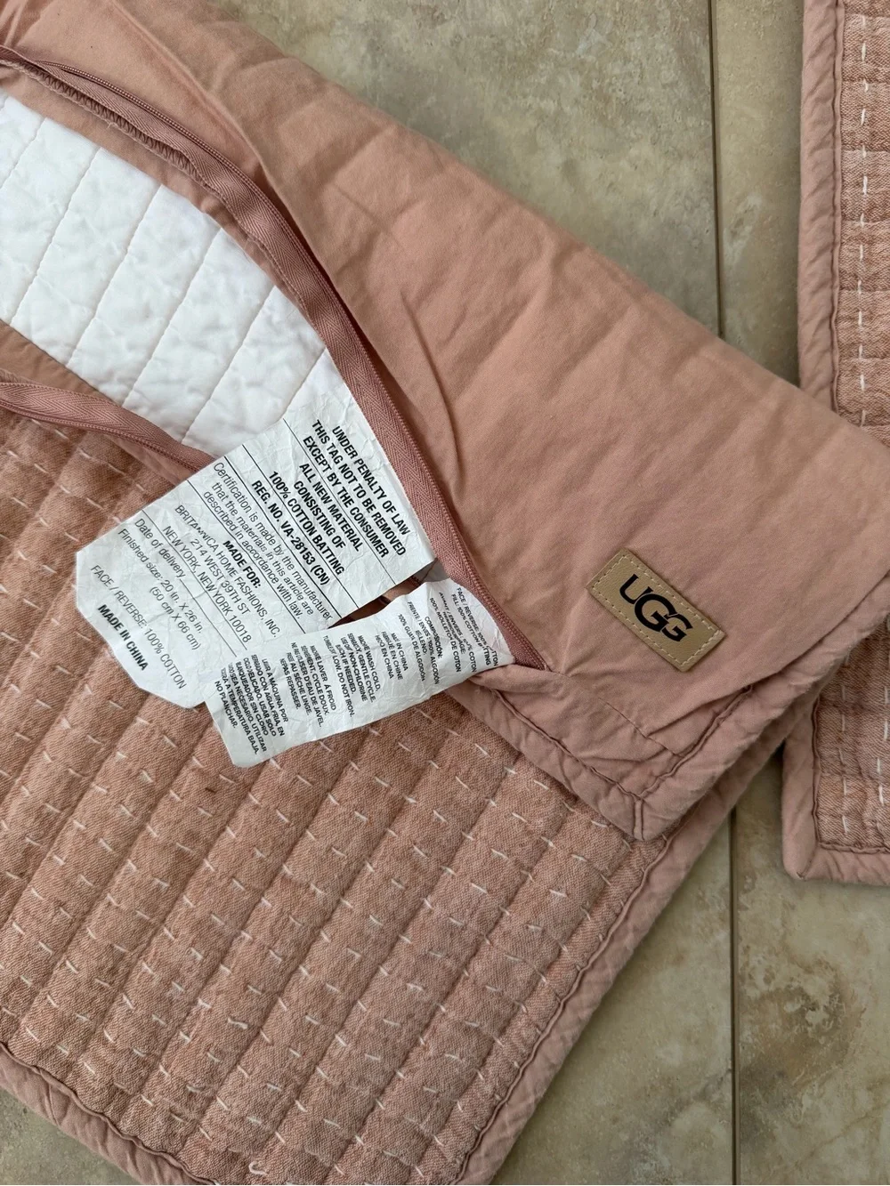 UGG Dusty Rose Quilted Pillow Shams (2)